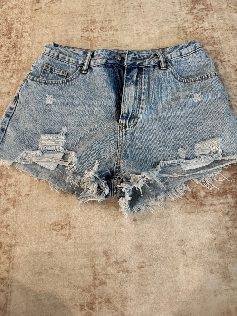 SHEIN Light Blue Distressed Denim Cutoff Shorts